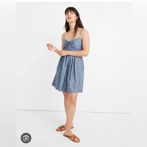 Madewell Chambray Tie Front Dress